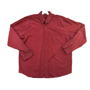 Eddie Bauer Shirt Mens Large Red Button Down Collar Long Sleeve Pocket Casual